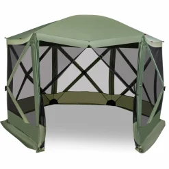 Tangkula 11.5x11.5 Ft Pop Up Gazebo with Netting, Portable Screen Tent with 6 Sided Mesh Walls