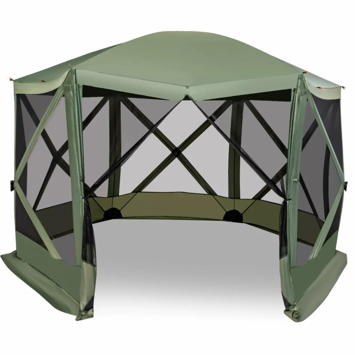 Tangkula 11.5x11.5 Ft Pop Up Gazebo with Netting, Portable Screen Tent with 6 Sided Mesh Walls