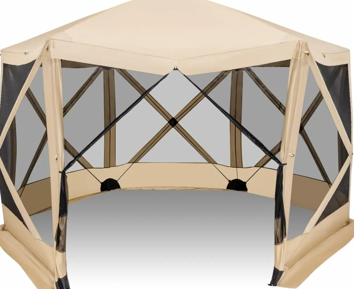 Tangkula 11.5x11.5 Ft Pop Up Gazebo with Netting, Portable Screen Tent with 6 Sided Mesh Walls