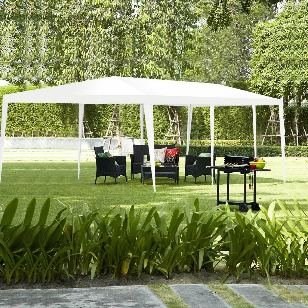 Tangkula 10'x30' Outdoor Canopy Tent Heavy Duty Party Wedding Event Tent Sturdy Steel Frame with 5 Removable Sidewalls Waterproof