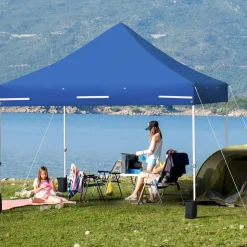 Tangkula 10x10ft Ez Pop up Canopy Tent, Commercial Instant Canopy with 8 Removable Zippered Sidewalls & Extended Awning