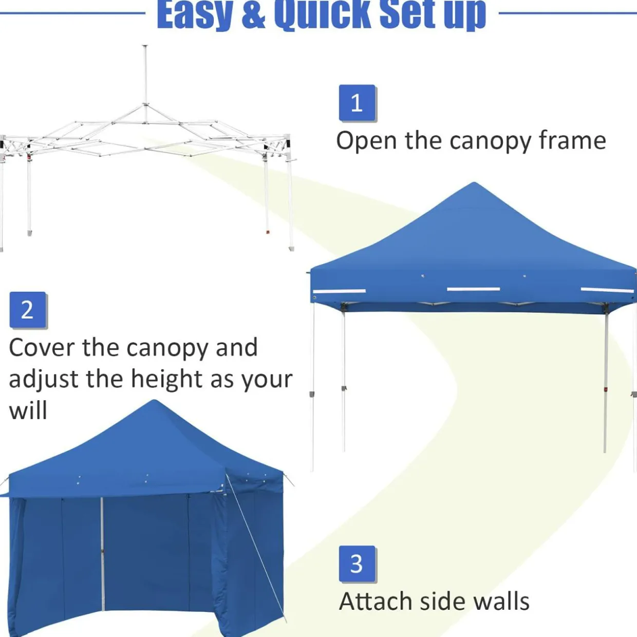 Tangkula 10x10ft Ez Pop up Canopy Tent, Commercial Instant Canopy with 8 Removable Zippered Sidewalls & Extended Awning