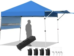 Tangkula 10x17FT Pop Up Canopy Tent, Portable Outdoor Tent w/ Adjustable Dual Awnings
