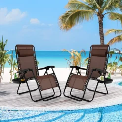 Tangkula Zero Gravity Chair, Folding Patio Lounge Chair Adjustable Outdoor Recliner