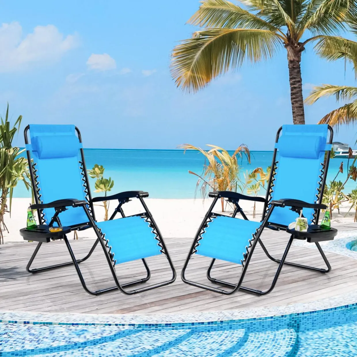 Tangkula Zero Gravity Chair, Folding Patio Lounge Chair Adjustable Outdoor Recliner