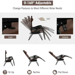 Tangkula Zero Gravity Chair, Folding Patio Lounge Chair Adjustable Outdoor Recliner