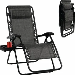 Tangkula Zero Gravity Chair, Folding Patio Lounge Chair Adjustable Outdoor Recliner