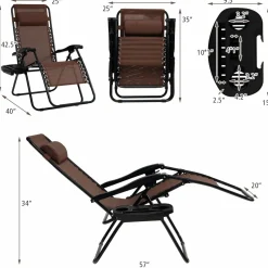 Tangkula Zero Gravity Chair, Folding Patio Lounge Chair Adjustable Outdoor Recliner