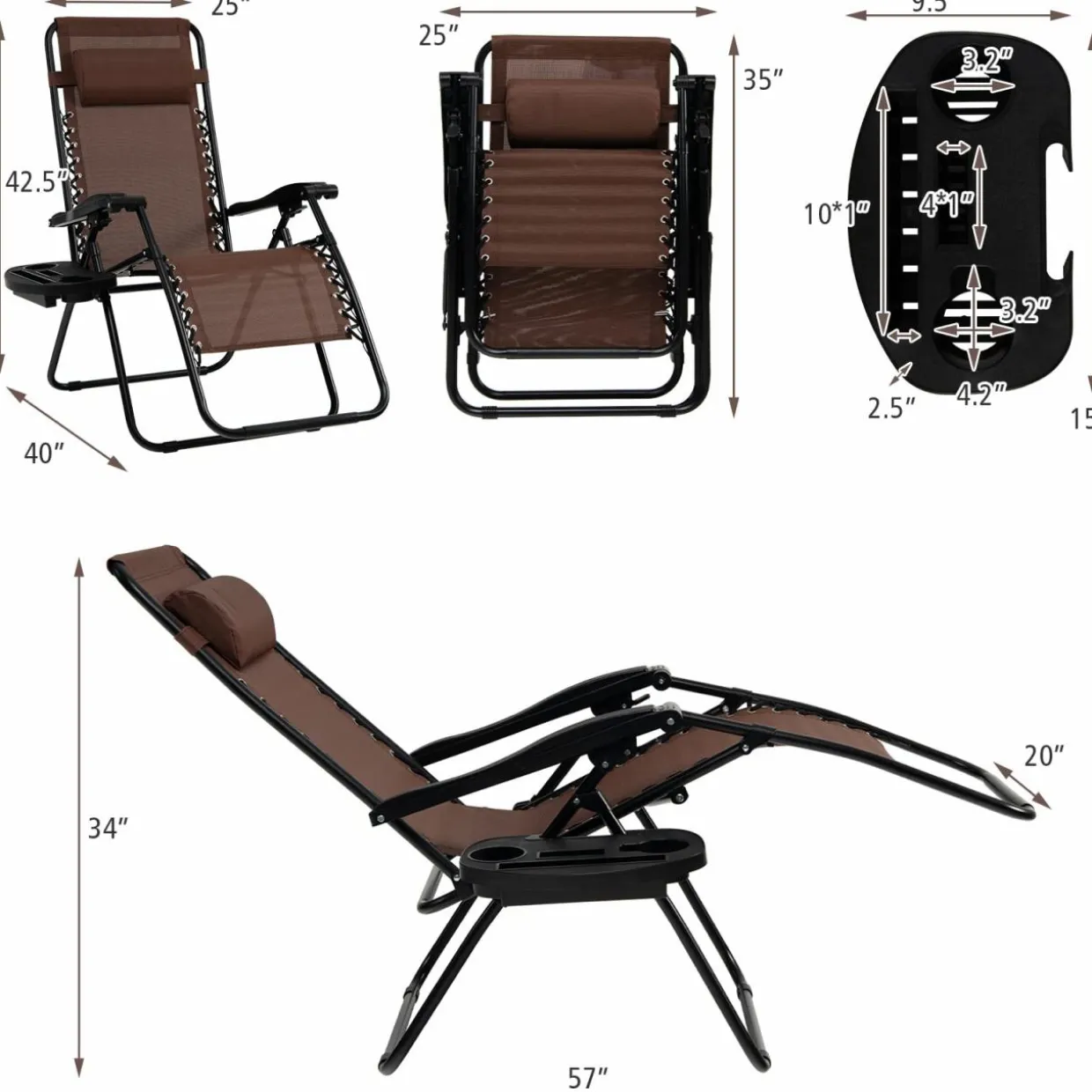 Tangkula Zero Gravity Chair, Folding Patio Lounge Chair Adjustable Outdoor Recliner