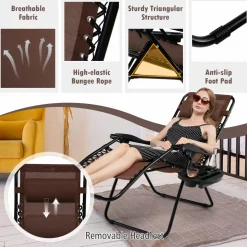 Tangkula Zero Gravity Chair, Folding Patio Lounge Chair Adjustable Outdoor Recliner