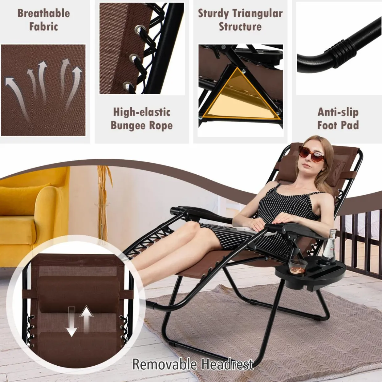 Tangkula Zero Gravity Chair, Folding Patio Lounge Chair Adjustable Outdoor Recliner