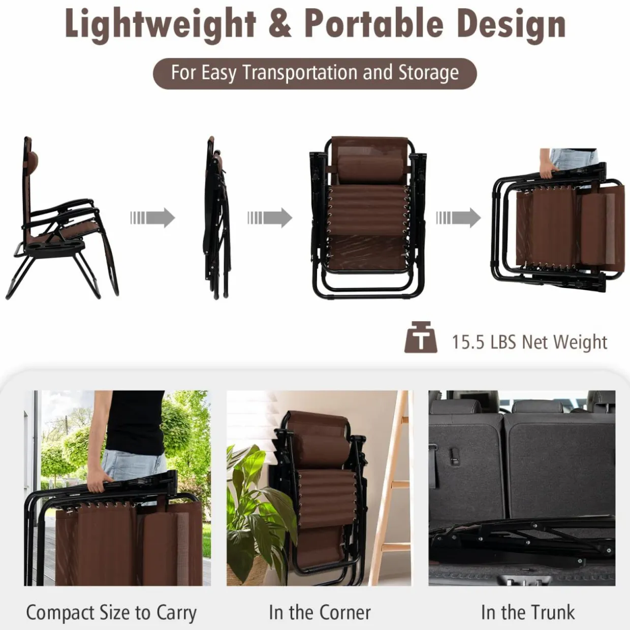 Tangkula Zero Gravity Chair, Folding Patio Lounge Chair Adjustable Outdoor Recliner