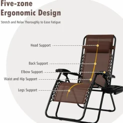 Tangkula Zero Gravity Chair, Folding Patio Lounge Chair Adjustable Outdoor Recliner