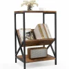 3-Tier Accent End Table with Book Record Shelve