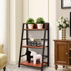 3-Tier Ladder Shelf Home Office Bookshelf Plant Display Stand Storage Shelves Multipurpose Corner Shelf Bookcase