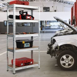 5-Tier Storage Shelves, Heavy Duty Steel Frame Muscle Rack 60in Garage Shelf