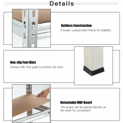5-Tier Storage Shelves, Heavy Duty Steel Frame Muscle Rack 60in Garage Shelf