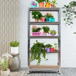 5-Tier Storage Shelves, Heavy Duty Steel Frame Muscle Rack 60in Garage Shelf