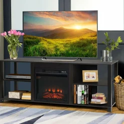 2-Tier TV Stand, Entertainment Television Stands Suitable for 18" Electric Fireplace (Not Included)
