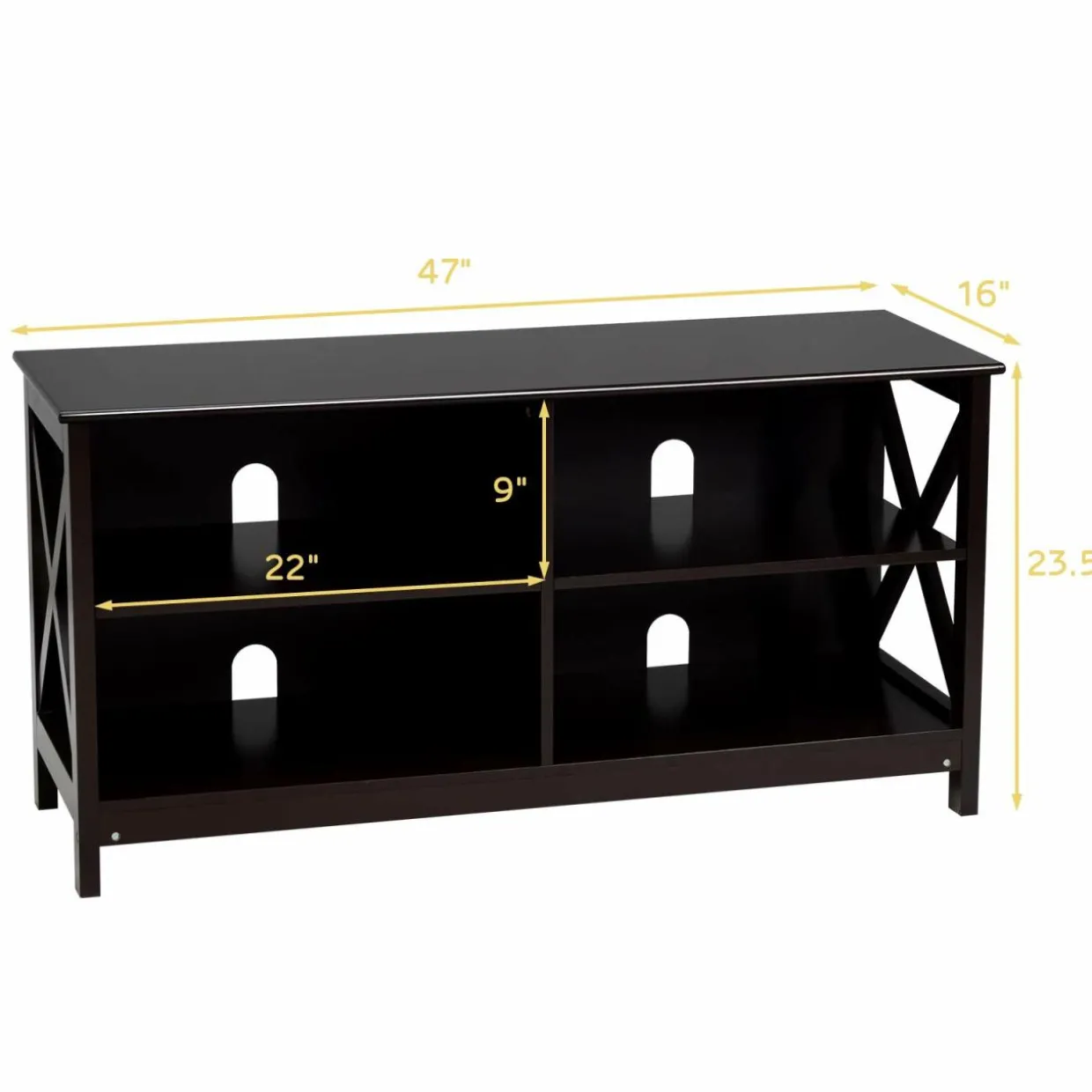 TV Stand for TVs up to 55 Inch, Farmhouse Wood Entertainment Center with X-Shaped Frame & 4 Open Storage Shelves