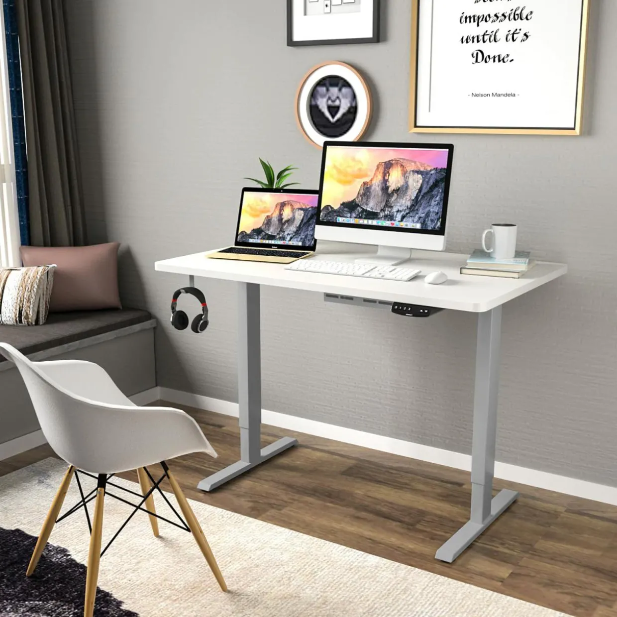 Universal Relevance Table Top Office Relevance Tabletop w/ 2 Cable Management Holes, White