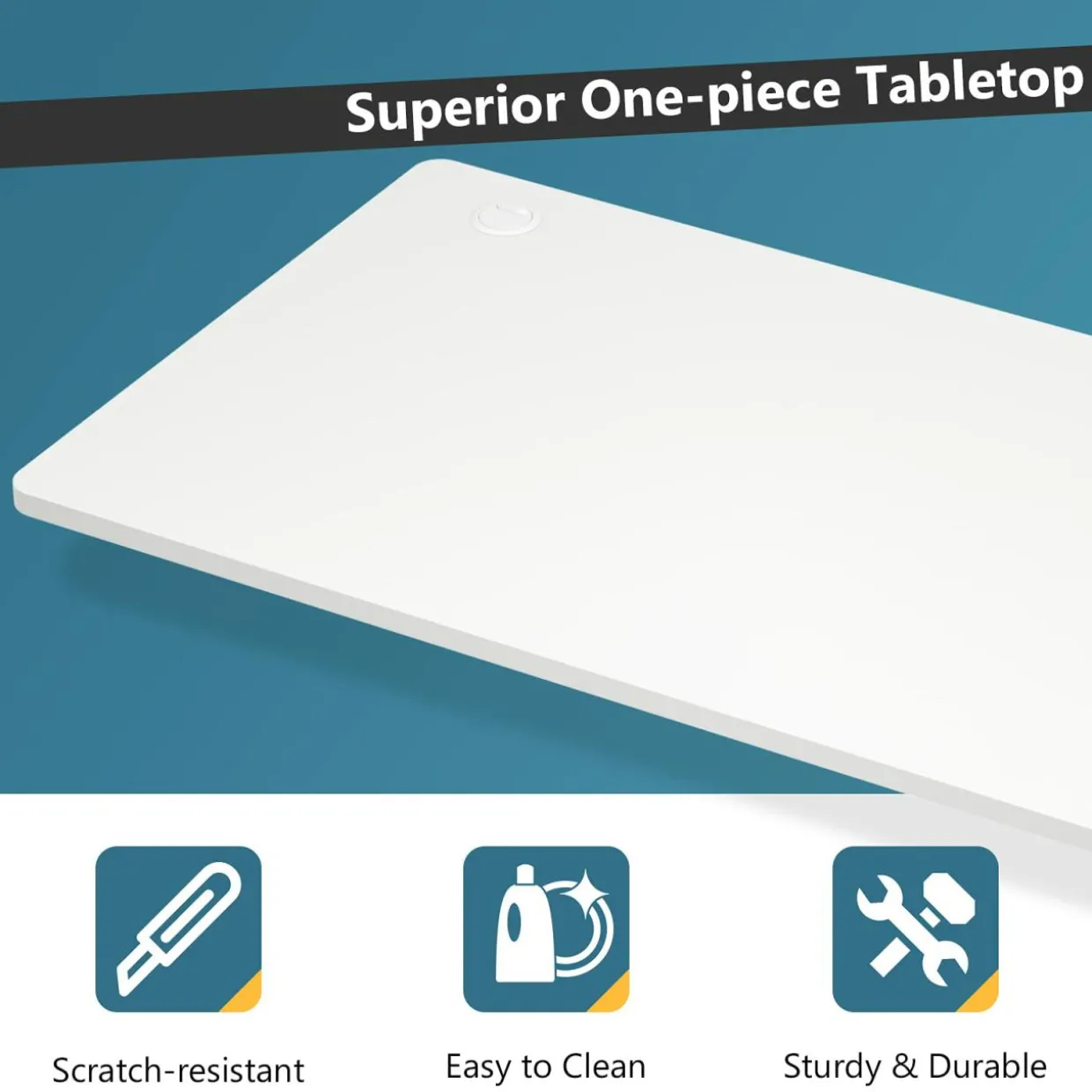 Universal Relevance Table Top Office Relevance Tabletop w/ 2 Cable Management Holes, White