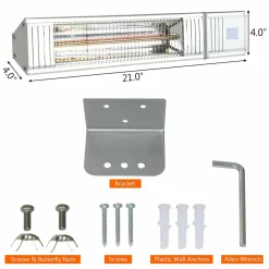 1500W Wall Mount Patio Heater, Indoor/Outdoor Infrared Heater w/ Remote Control