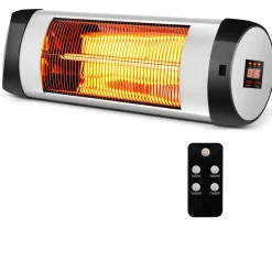 1500W Wall-Mounted Patio Heater, Outdoor Infrared Heater w/ Remote Control