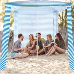 6.6' x 6.6' Foldable Beach Cabana, Easy Set-up Portable Beach Canopy w/ Carry Bag