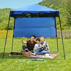 7 x 7 Ft Pop-up Canopy Tent, Outdoor Slant Leg Canopy Shelter with Carry Bag & 4 Stakes