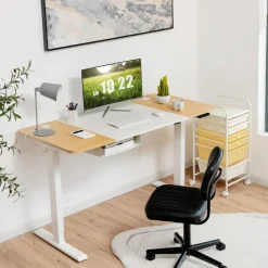 55"x 28" Height Adjustable Electric Standing Desk, Sit Stand Desk w/Control Panel & USB Port