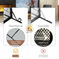 44.5 x 33.5 Inch Double-Door Fireplace Screen, 2-Panel Large Flat Wrought Metal Fire Spark Guard Gate Cover for Home
