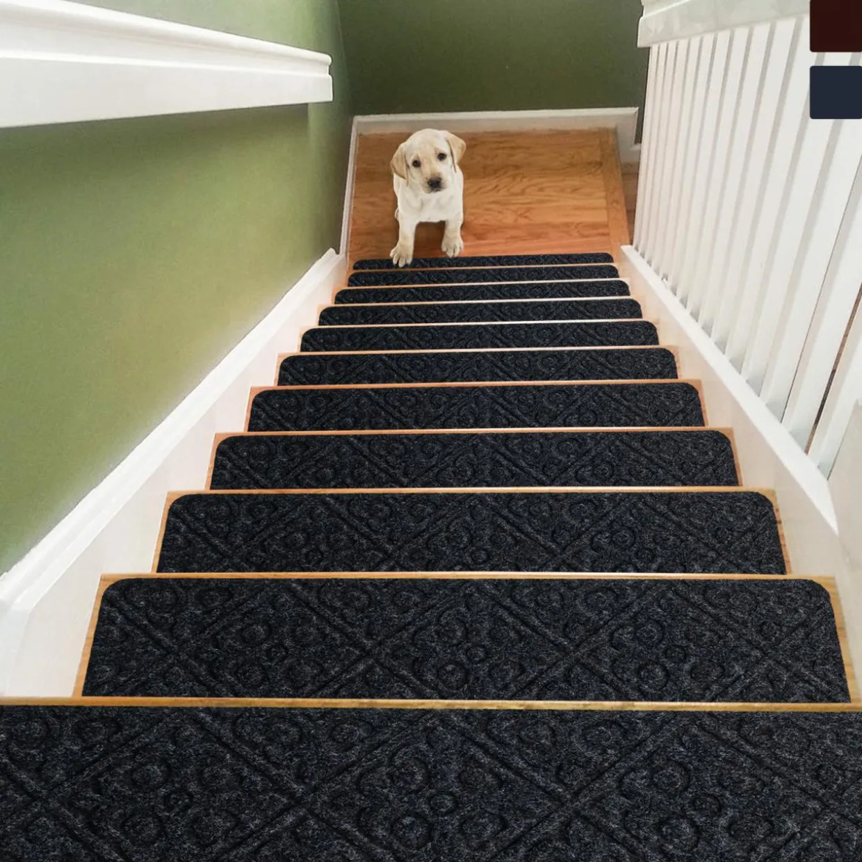 30 x 8 inch Stair Treads Carpets Non-Slip, Set of 15 Stair Runners for Wooden Steps