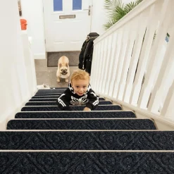 30 x 8 inch Stair Treads Carpets Non-Slip, Set of 15 Stair Runners for Wooden Steps