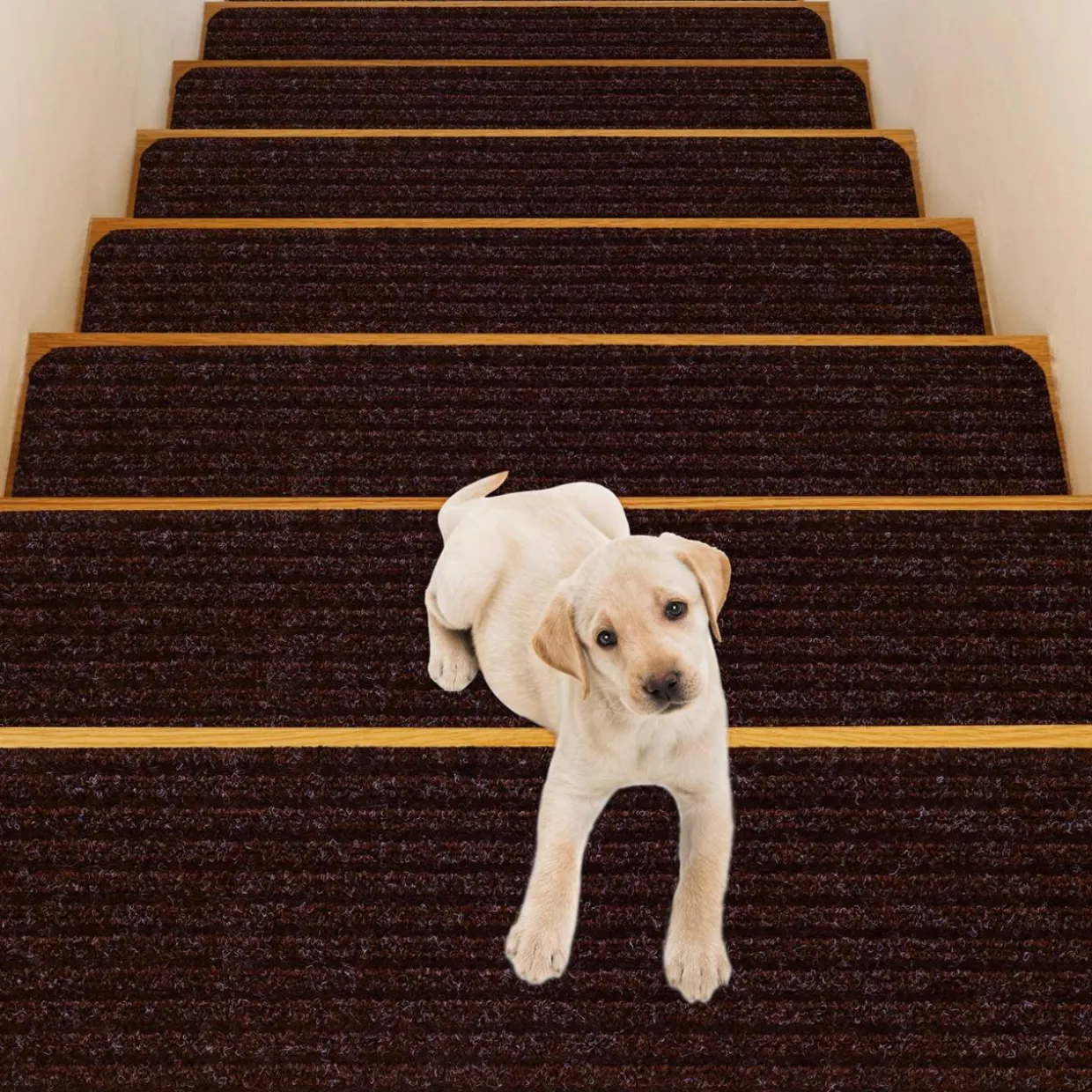 30 x 8 inch Stair Treads Carpets Non-Slip, Set of 15 Stair Runners for Wooden Steps