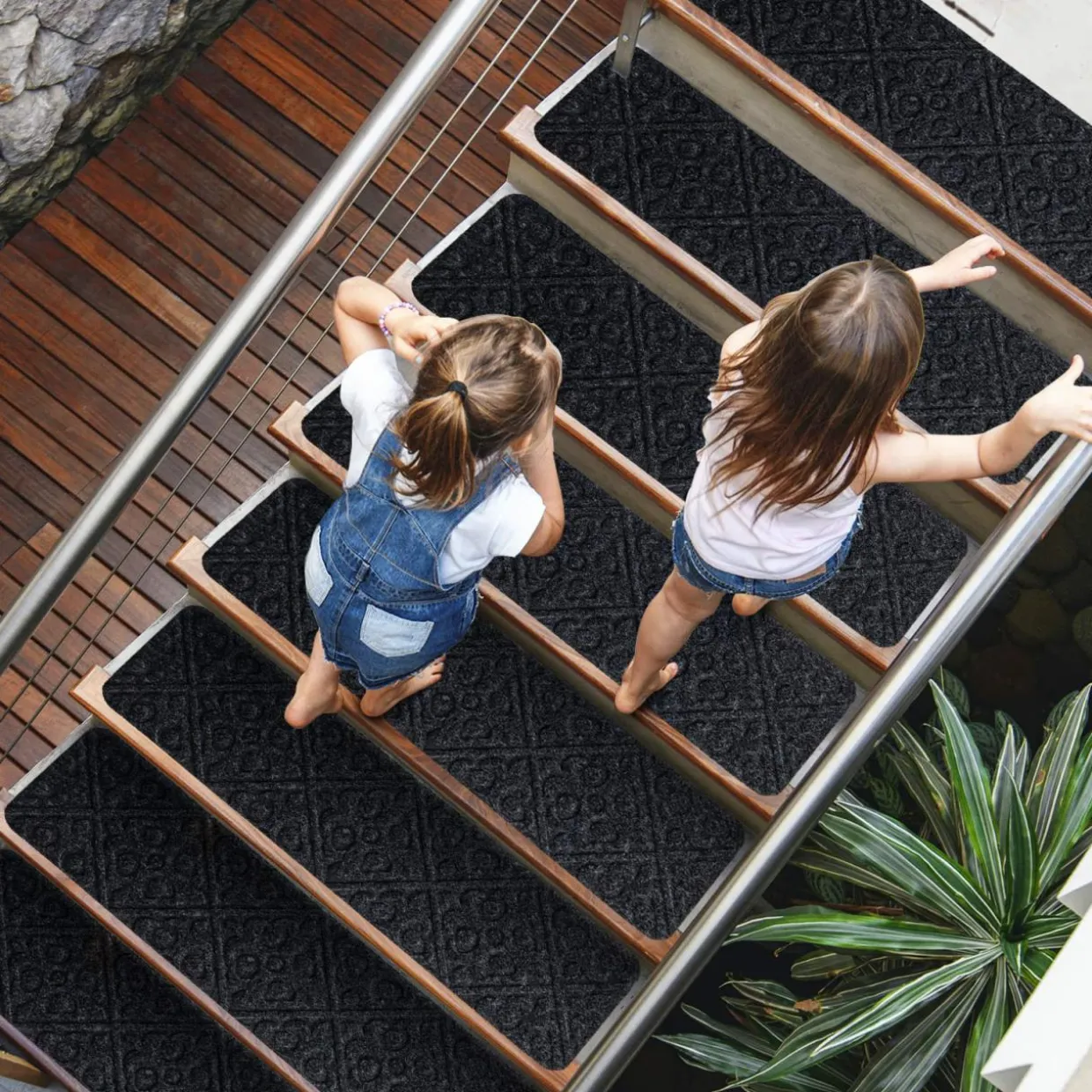 30 x 8 inch Stair Treads Carpets Non-Slip, Set of 15 Stair Runners for Wooden Steps
