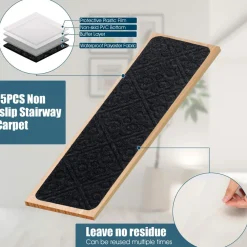 30 x 8 inch Stair Treads Carpets Non-Slip, Set of 15 Stair Runners for Wooden Steps