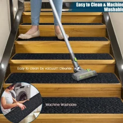 30 x 8 inch Stair Treads Carpets Non-Slip, Set of 15 Stair Runners for Wooden Steps