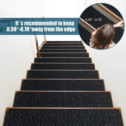 30 x 8 inch Stair Treads Carpets Non-Slip, Set of 15 Stair Runners for Wooden Steps