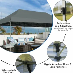 10' x 20' Pop Up Canopy Tent, Easy Set-up Outdoor Tent Commercial Instant Shelter
