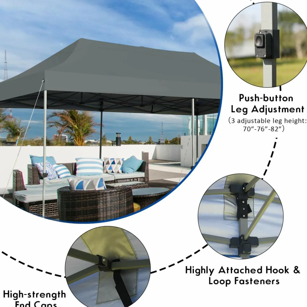 10' x 20' Pop Up Canopy Tent, Easy Set-up Outdoor Tent Commercial Instant Shelter