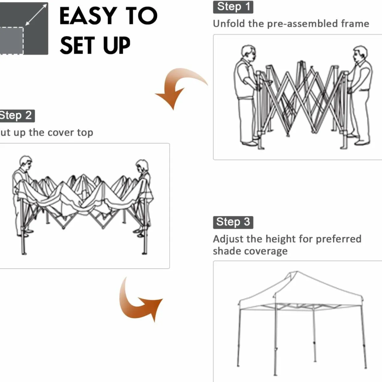 10' x 10' Pop Up Canopy Tent, Easy Set-up Outdoor Tent Commercial Instant Shelter