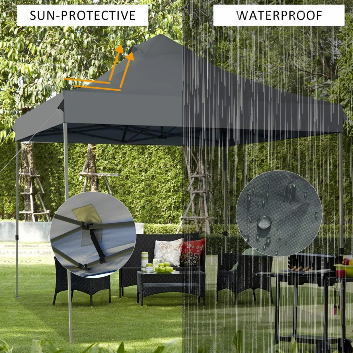 10' x 10' Pop Up Canopy Tent, Easy Set-up Outdoor Tent Commercial Instant Shelter