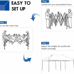 10' x 20' Pop Up Canopy Tent, Easy Set-up Outdoor Tent Commercial Instant Shelter