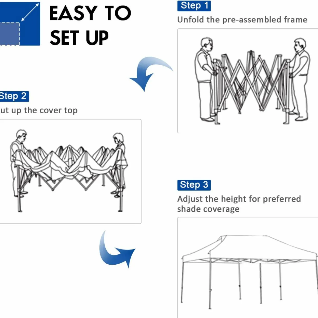 10' x 20' Pop Up Canopy Tent, Easy Set-up Outdoor Tent Commercial Instant Shelter