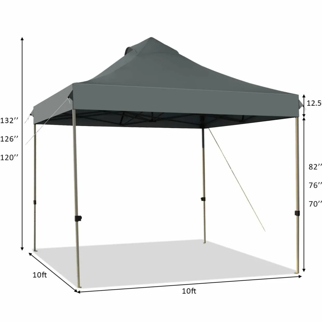 10' x 10' Pop Up Canopy Tent, Easy Set-up Outdoor Tent Commercial Instant Shelter