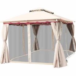 13x10 Feet Patio Gazebo, Outdoor Steel Gazebo with Mesh Netting and Privacy Side Walls