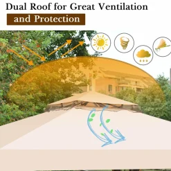 10x10 Feet Patio Gazebo, Outdoor Steel Gazebo with Netting
