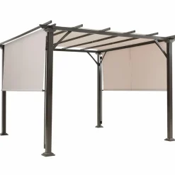 10 X 10FT Outdoor Pergola, Patio Furniture Shade Structure, Outdoor Steel Pergola Gazebo with Retractable Canopy Shades